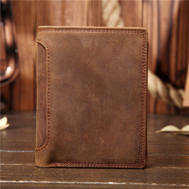 Men's Genuine Leather Retro Vertical Wallet