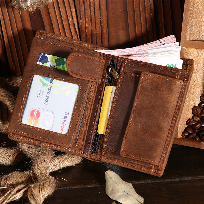 Men's Genuine Leather Retro Vertical Wallet