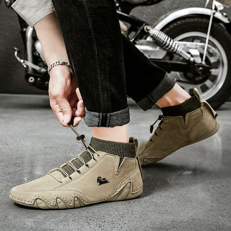 Fleece-lined Handmade Cotton Shoes Men
