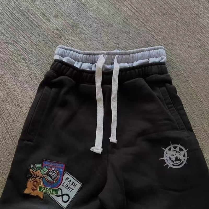 Flow All-match Paste Cloth Embroidery Casual Trousers