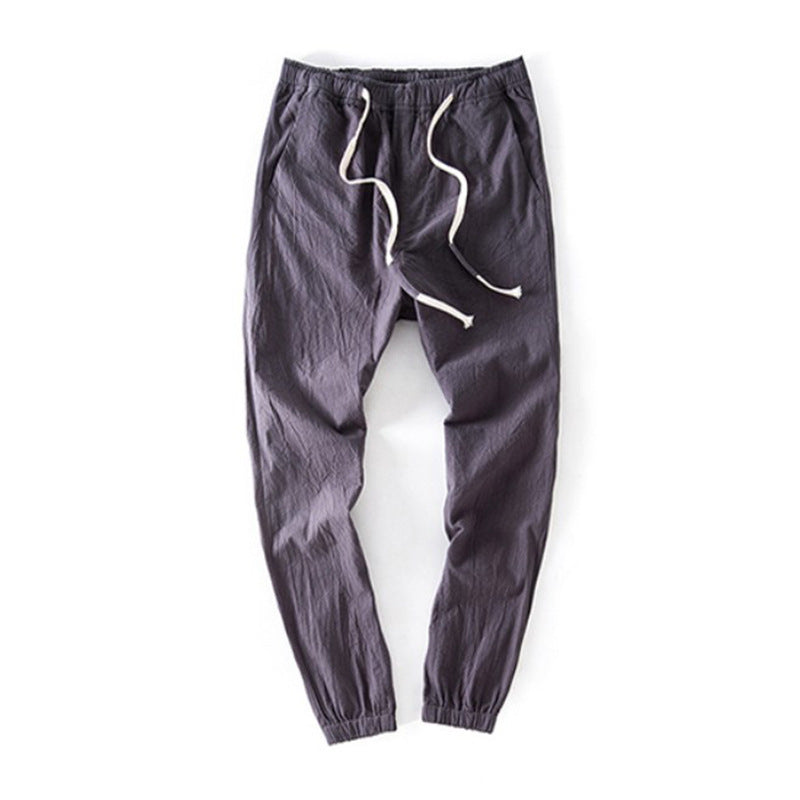 Cotton And Linen Casual College Student Cropped Pants Men