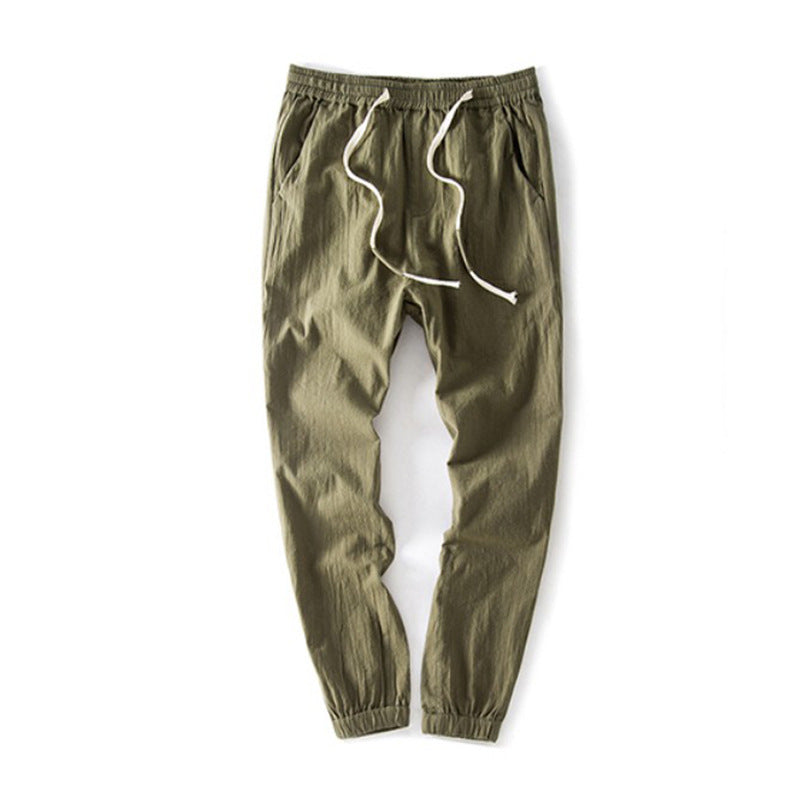 Cotton And Linen Casual College Student Cropped Pants Men