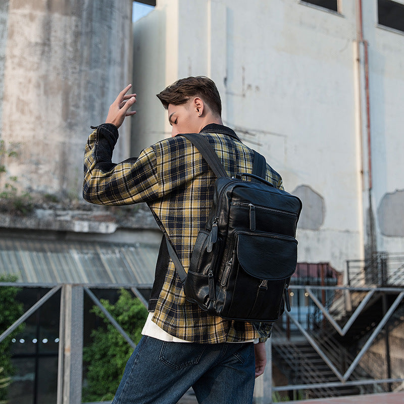 Casual Cowhide Large Capacity Backpack Men's Dermal Leather Men's Backpack Schoolbag Fashion