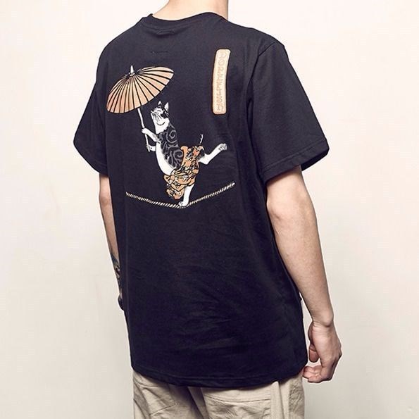 Fashion Acrobatics Cat Printing T-shirt Men