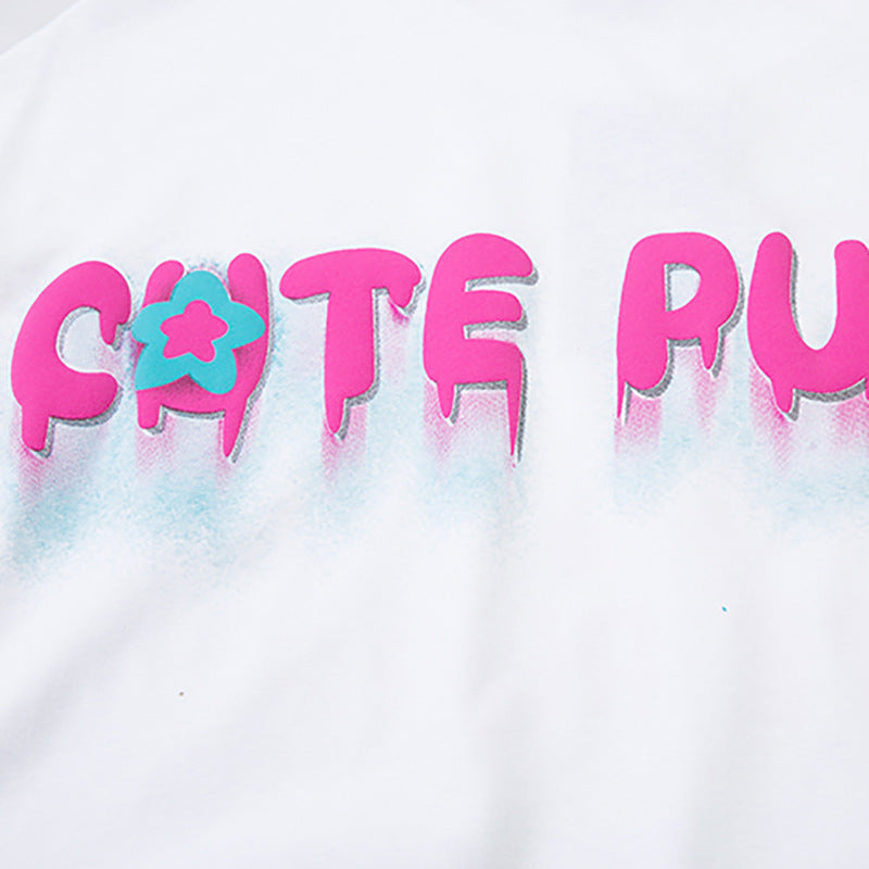 Graffiti Cartoon Printed Loose T-shirt Men