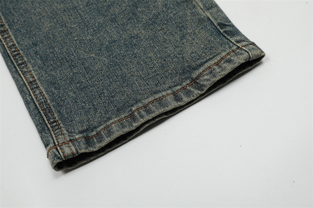 Contrast Color Washed Jeans For Men