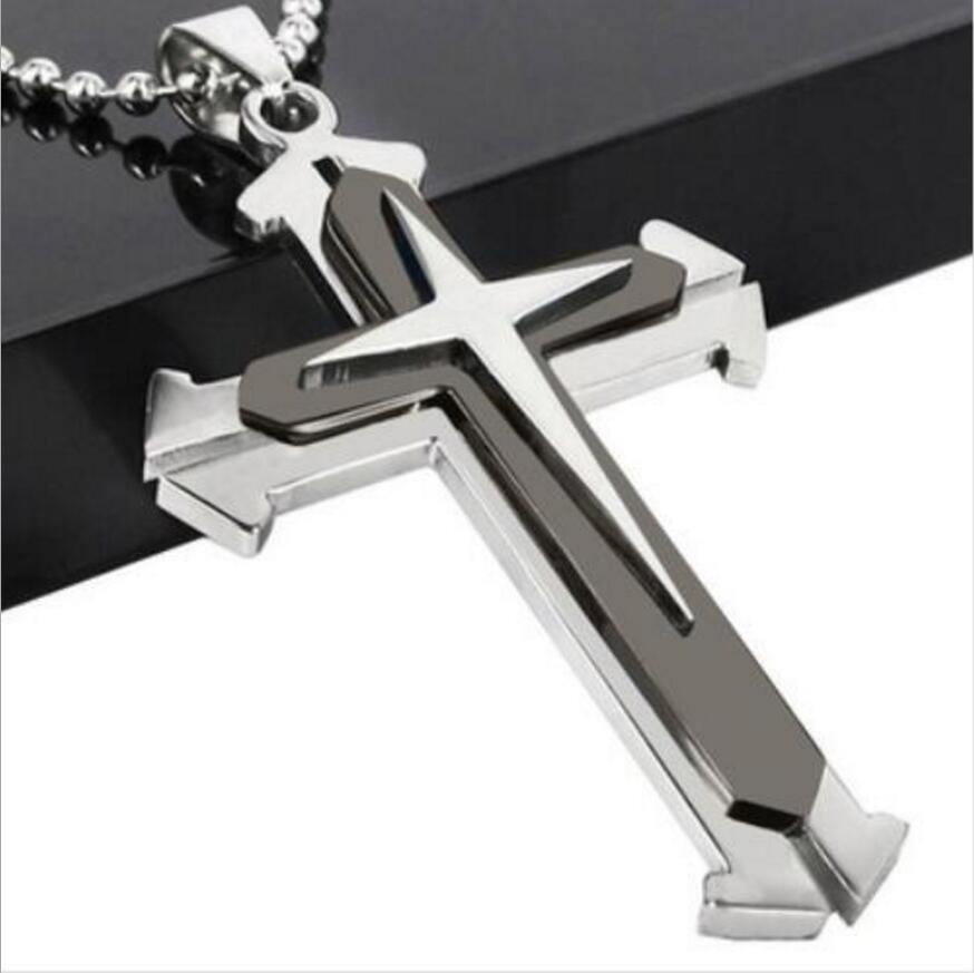 Three men Cross Necklace Jewelry Pendant aliexpress split titanium fork explosion models with beads wholesale