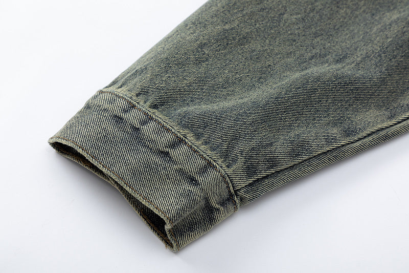 Washed And Worn Denim Jacket Men