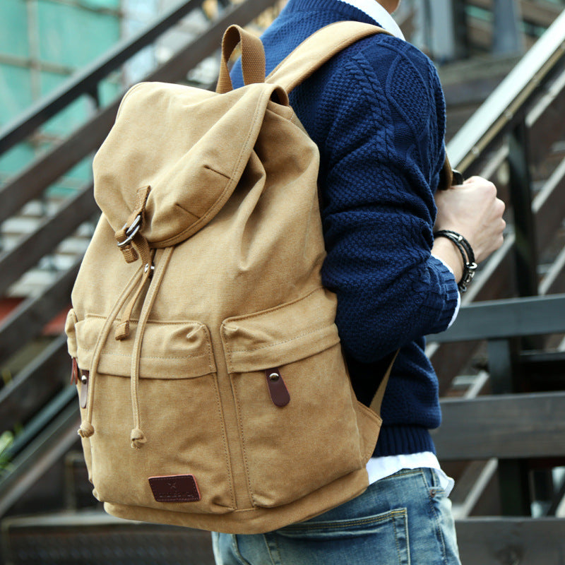 Large Capacity Tooling Canvas Backpack Men's Leisure Travel Backpack Women's