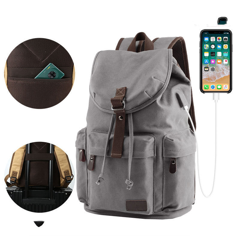 Large Capacity Tooling Canvas Backpack Men's Leisure Travel Backpack Women's