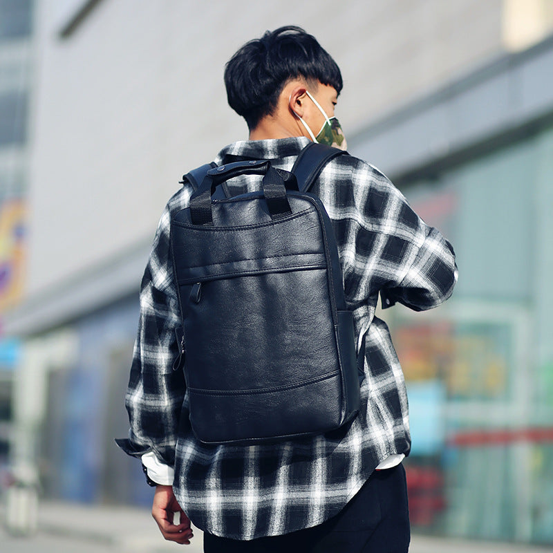 Men's leather business simple Backpack