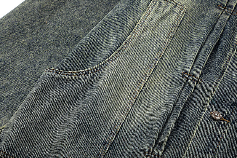 Washed And Worn Denim Jacket Men