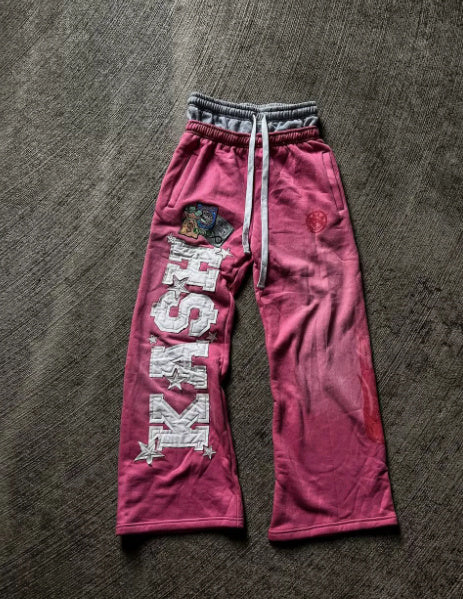Flow All-match Paste Cloth Embroidery Casual Trousers