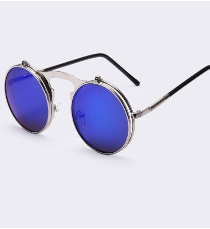 Retro Flip Cover Polarizer Men And Women General Sunglasses Metal Sunglasses