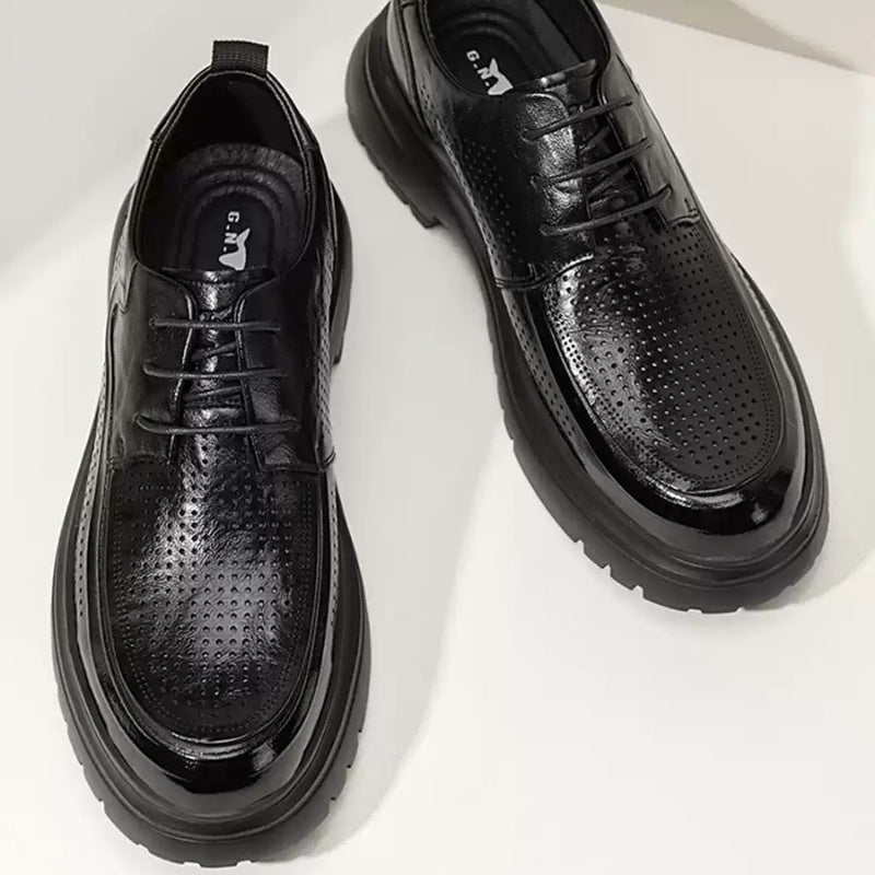 Men's Leather Shoes Summer Breathable Soft Bottom Business Casual