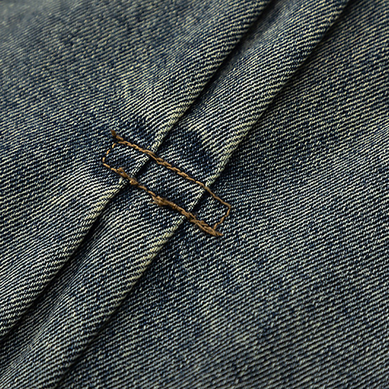 Washed And Worn Denim Jacket Men