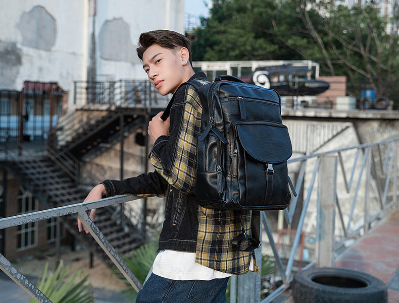 Casual Cowhide Large Capacity Backpack Men's Dermal Leather Men's Backpack Schoolbag Fashion