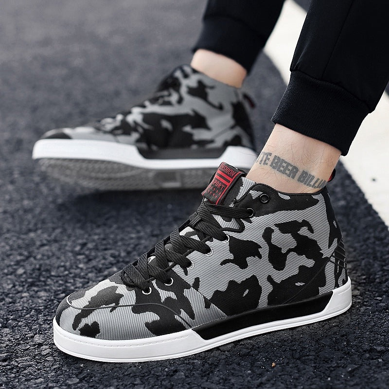 High-top Shoes Camouflage Canvas Shoes Men's Shoes Korean Style Trendy Shoes Plus Size