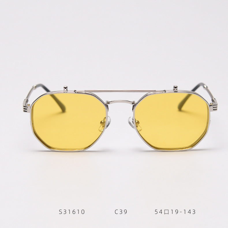 Metal Retro Flip Polarized Sunglasses