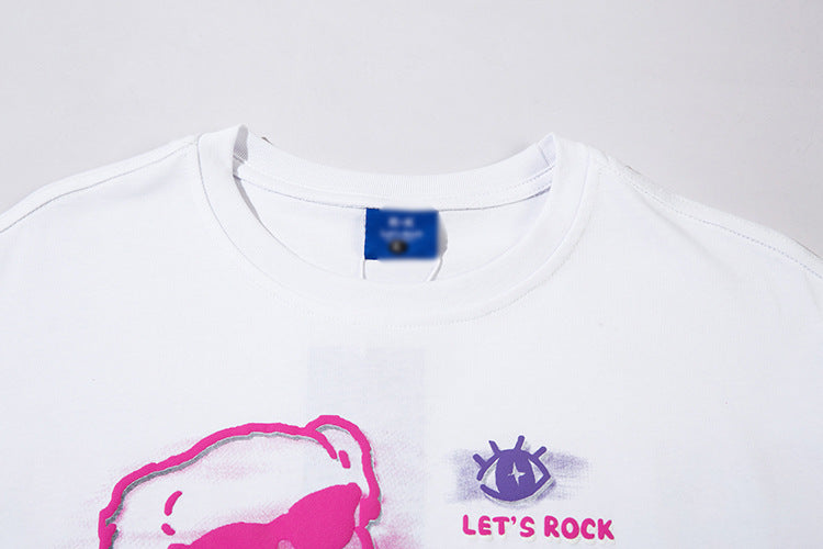 Graffiti Cartoon Printed Loose T-shirt Men