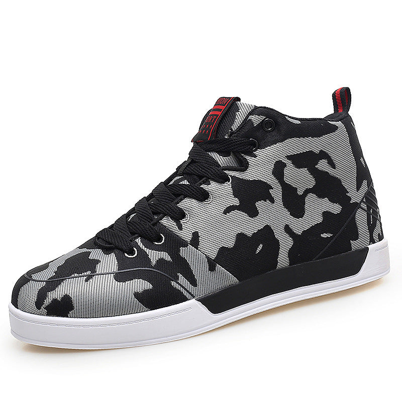 High-top Shoes Camouflage Canvas Shoes Men's Shoes Korean Style Trendy Shoes Plus Size