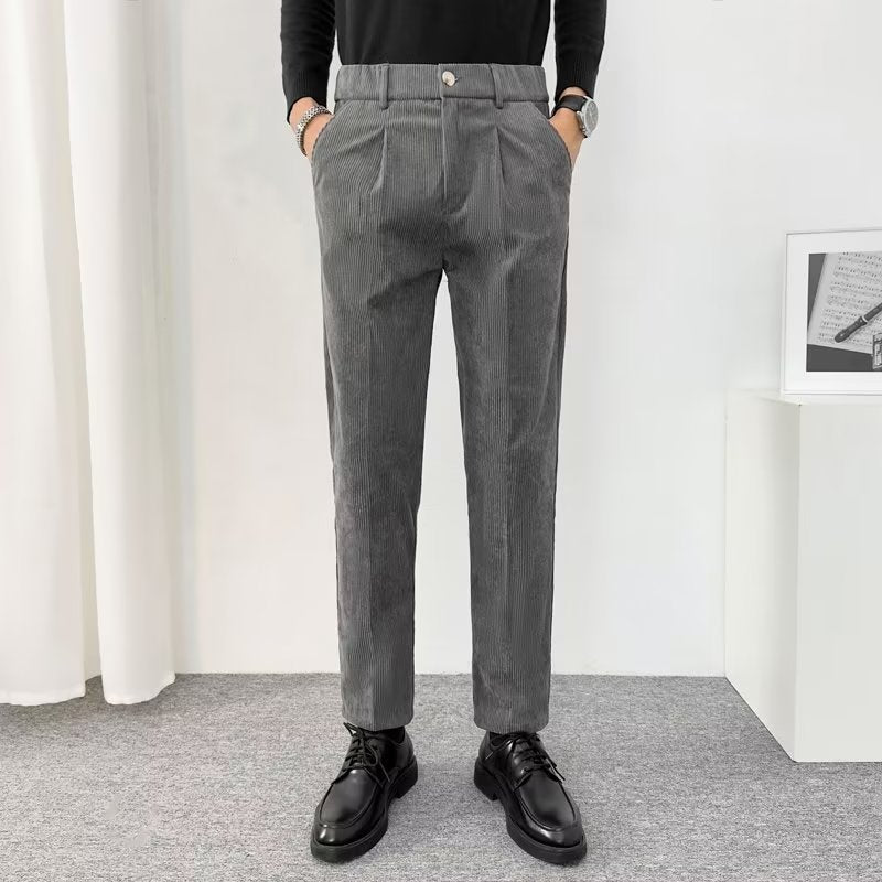All-match Stretch Draping Suit Pants Straight Ankle Length Cargo Pants