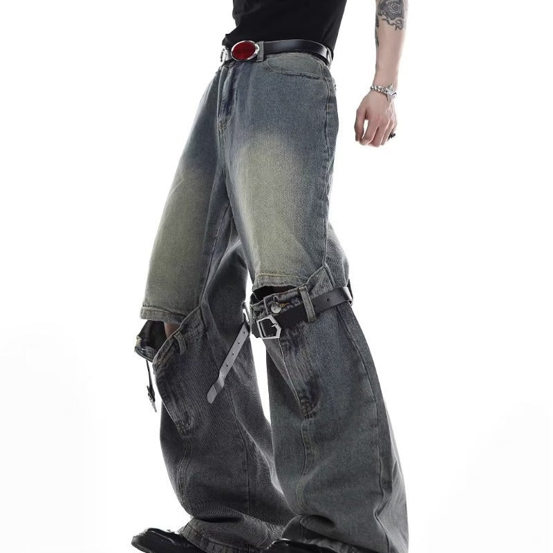 Fashion Personality Retro Worn Jeans Men