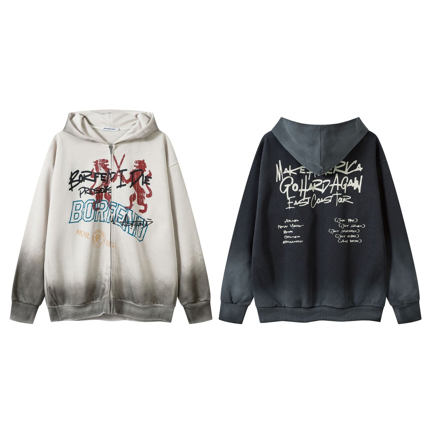 Waste Soil Wind Dirty Dyed Washed Cardigan Zipper Sweater