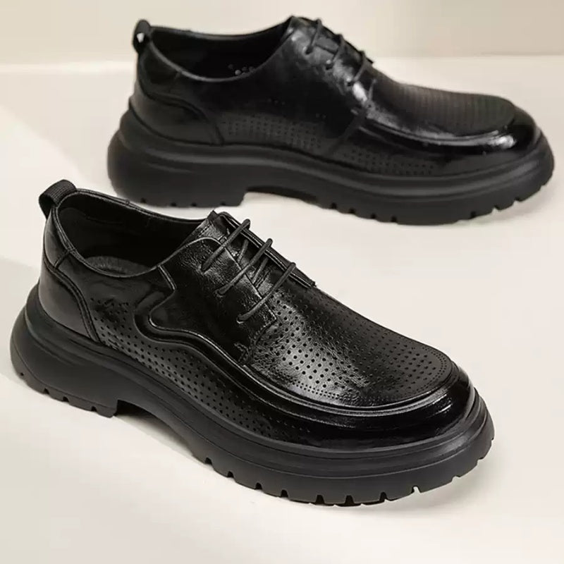 Men's Leather Shoes Summer Breathable Soft Bottom Business Casual