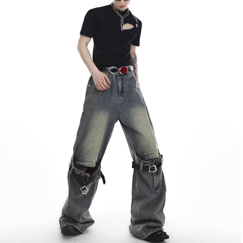 Fashion Personality Retro Worn Jeans Men