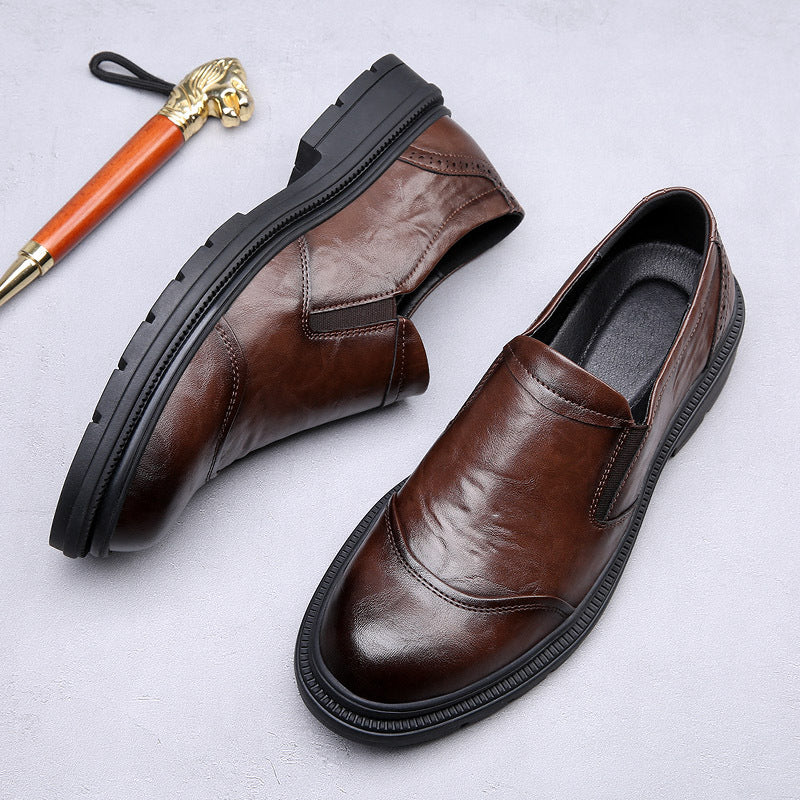 New Spring Leather Shoes Men's Breathable Leather All-matching