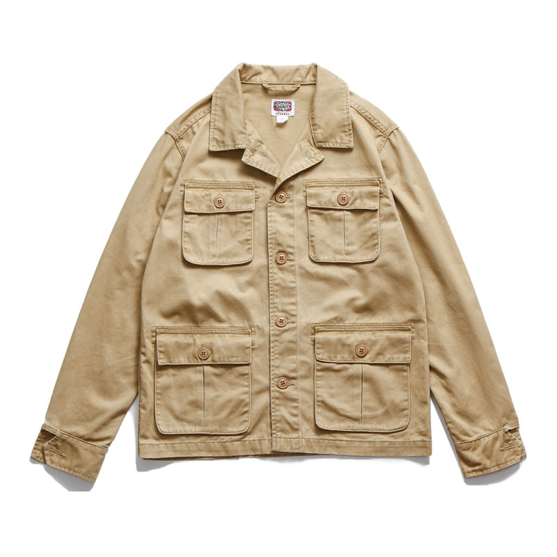 American Retro Multi-pocket Workwear Coat For Men