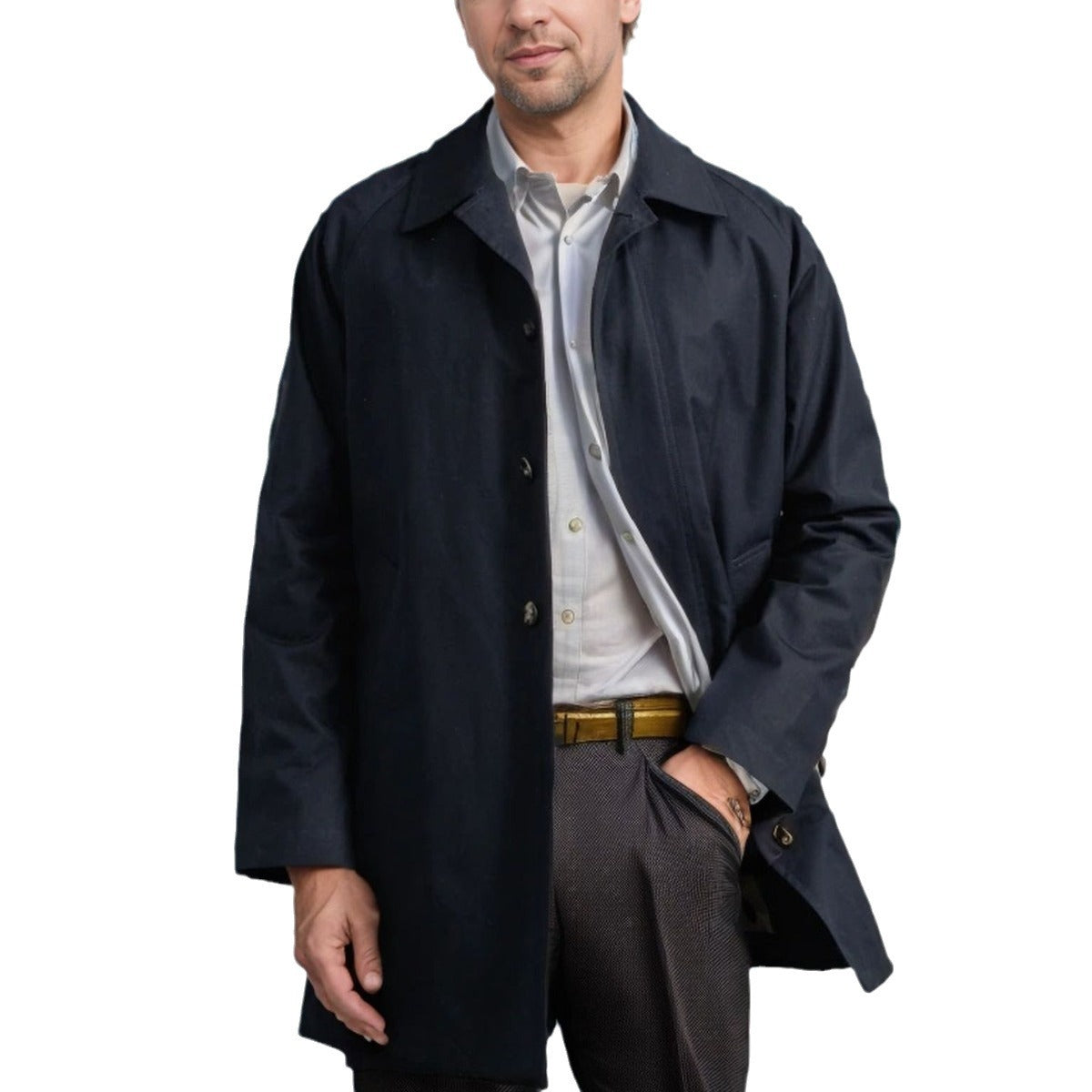 Long Sleeve Trench Coat Men's Lapel Slim-fit Single-breasted Casual Jacket