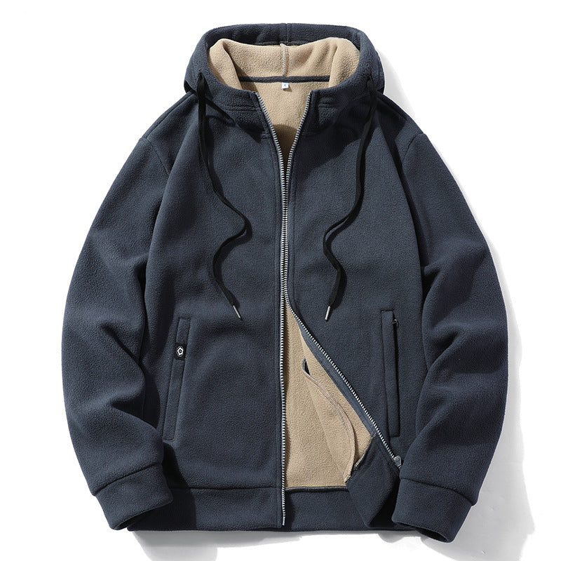 Men's Outdoor Fleece Coat Hooded Polar Fleece Jacket