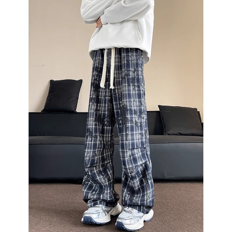 Plaid Retro Wide Leg Loose Casual Pants