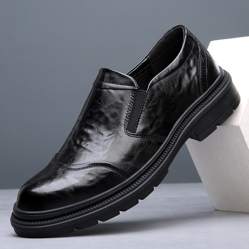 New Spring Leather Shoes Men's Breathable Leather All-matching