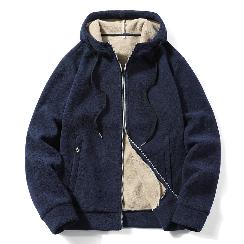 Men's Outdoor Fleece Coat Hooded Polar Fleece Jacket