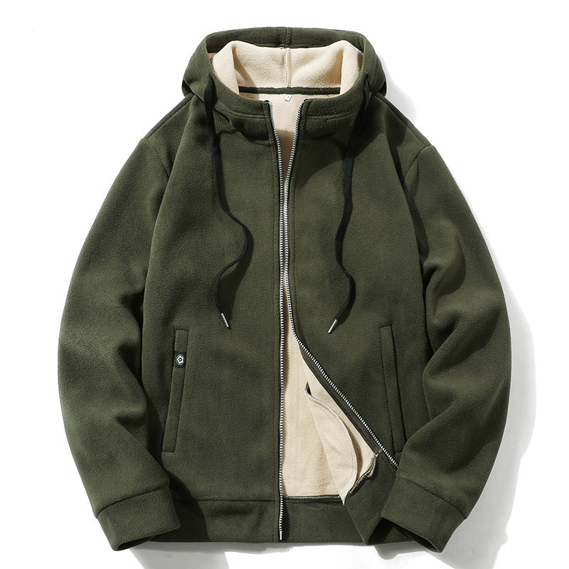 Men's Outdoor Fleece Coat Hooded Polar Fleece Jacket