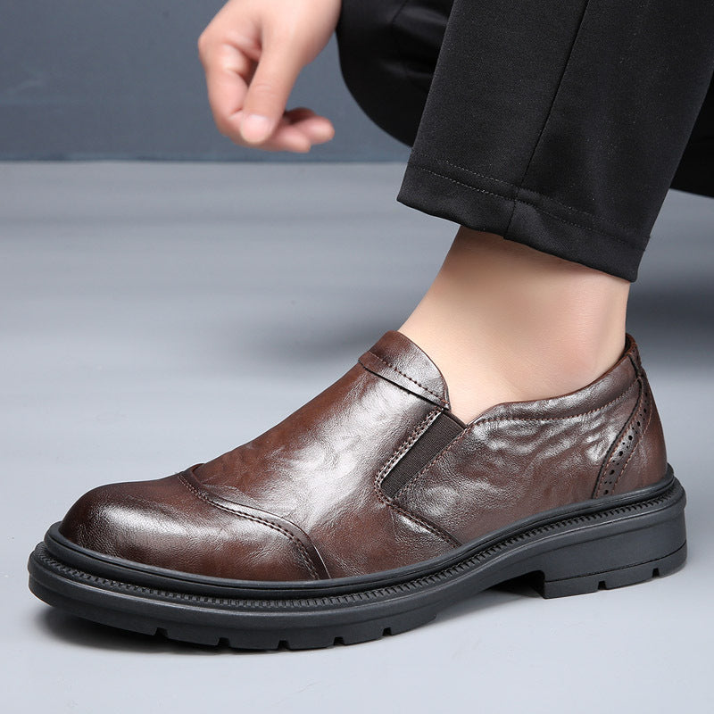 New Spring Leather Shoes Men's Breathable Leather All-matching