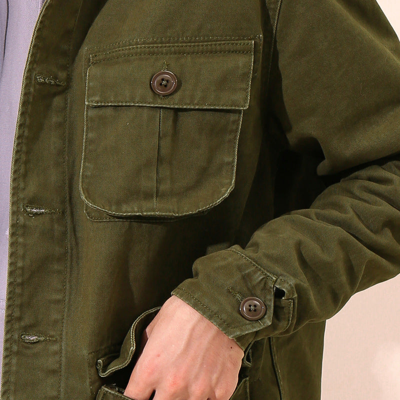 American Retro Multi-pocket Workwear Coat For Men