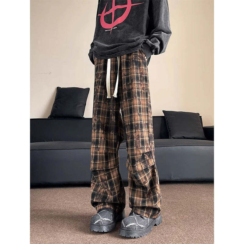 Plaid Retro Wide Leg Loose Casual Pants