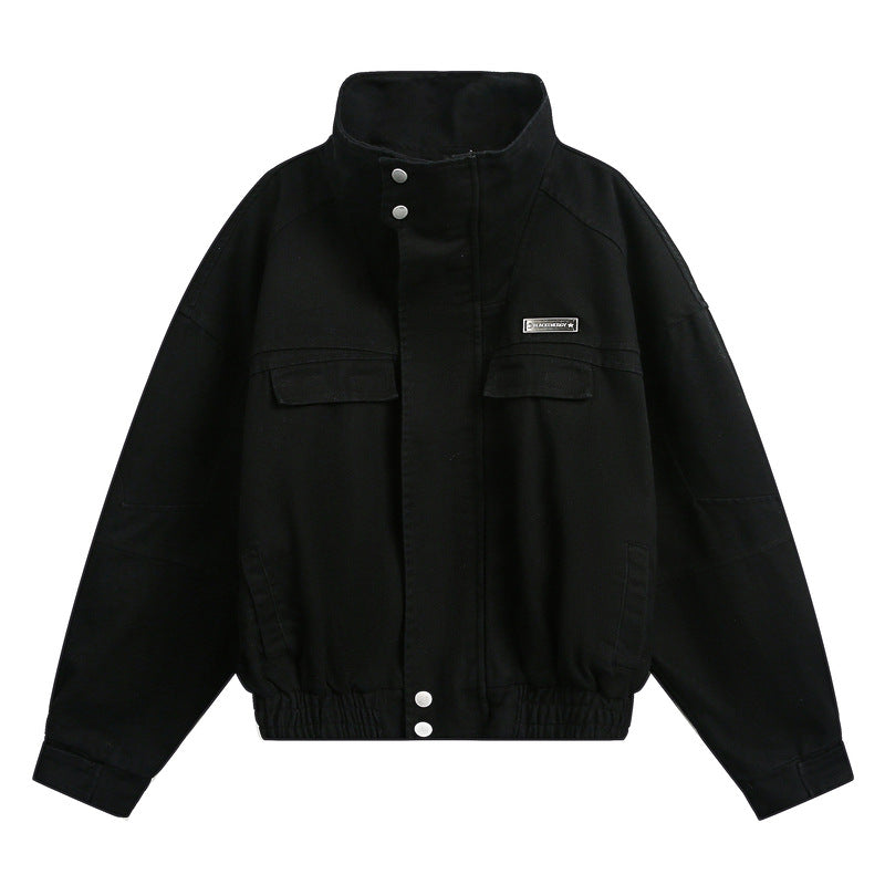 Wear Style Distressed Stand Collar Men's New Street Coat
