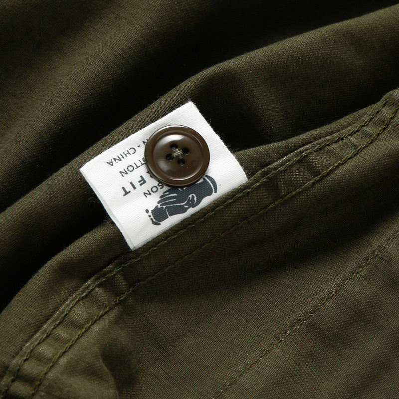 American Retro Multi-pocket Workwear Coat For Men