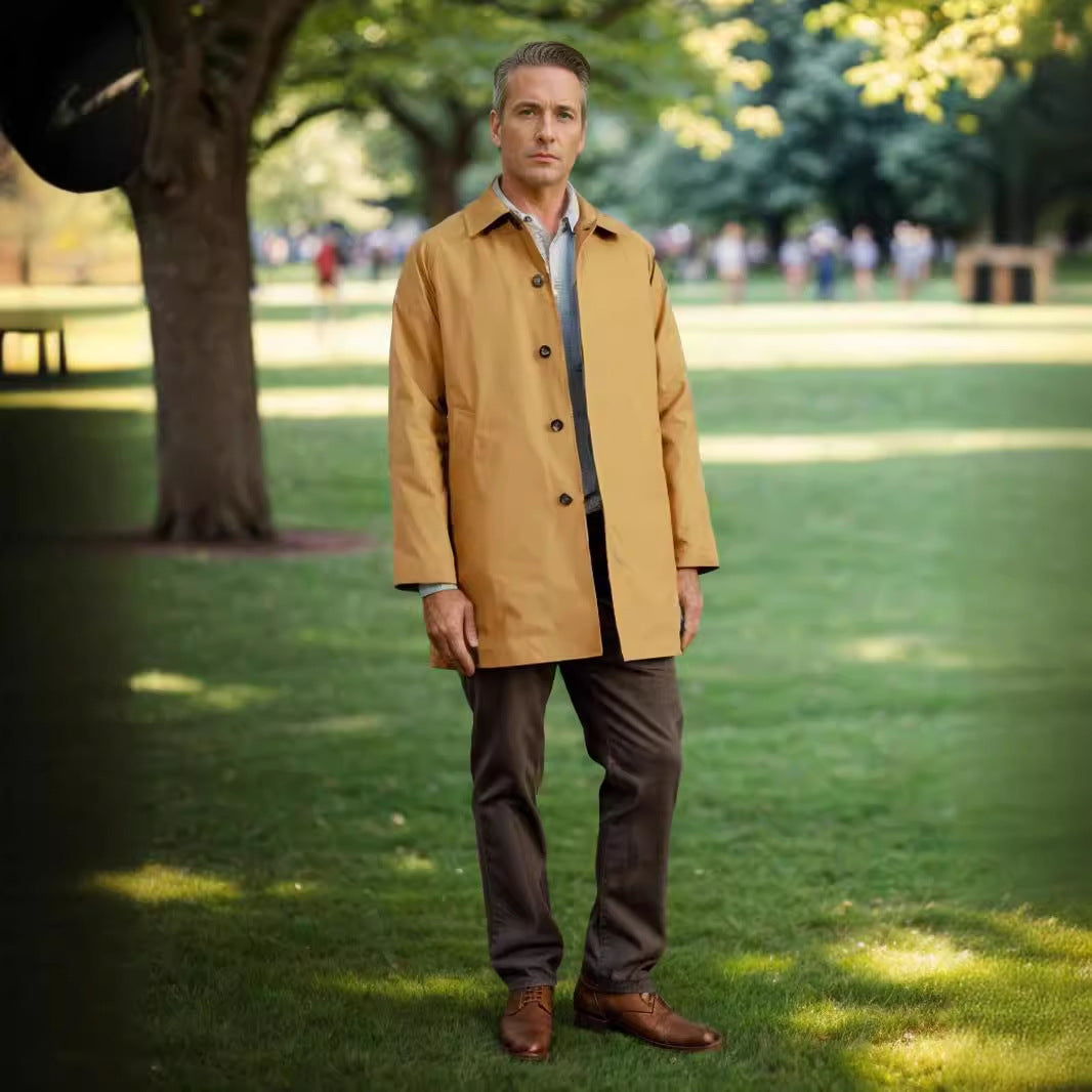 Long Sleeve Trench Coat Men's Lapel Slim-fit Single-breasted Casual Jacket