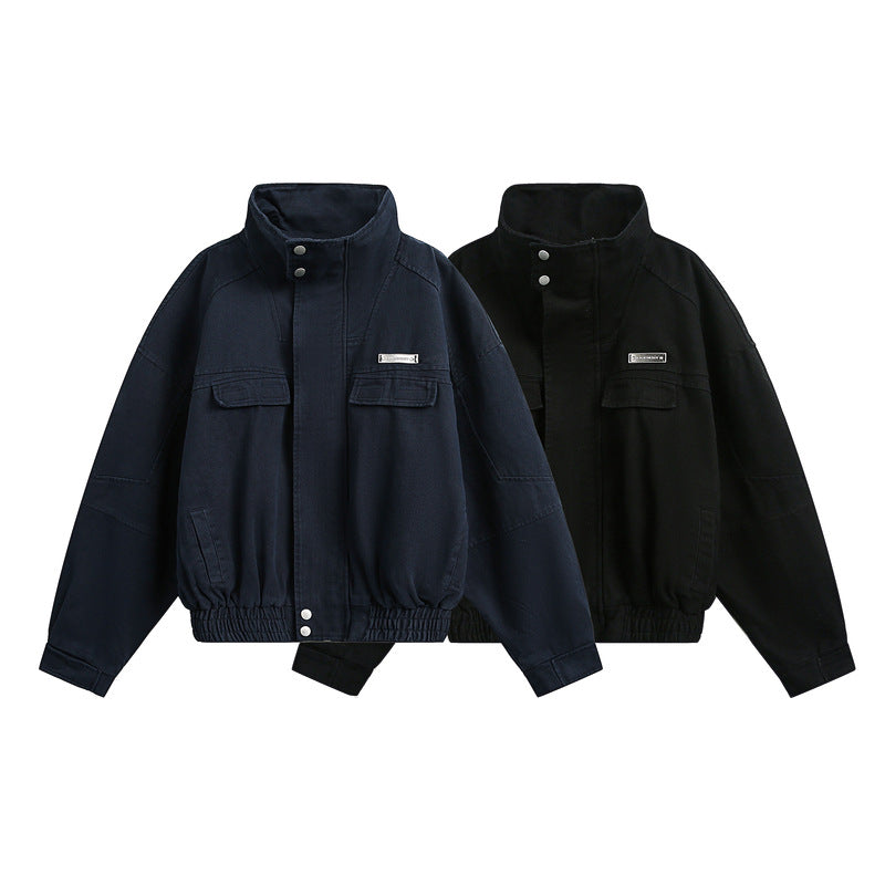 Wear Style Distressed Stand Collar Men's New Street Coat