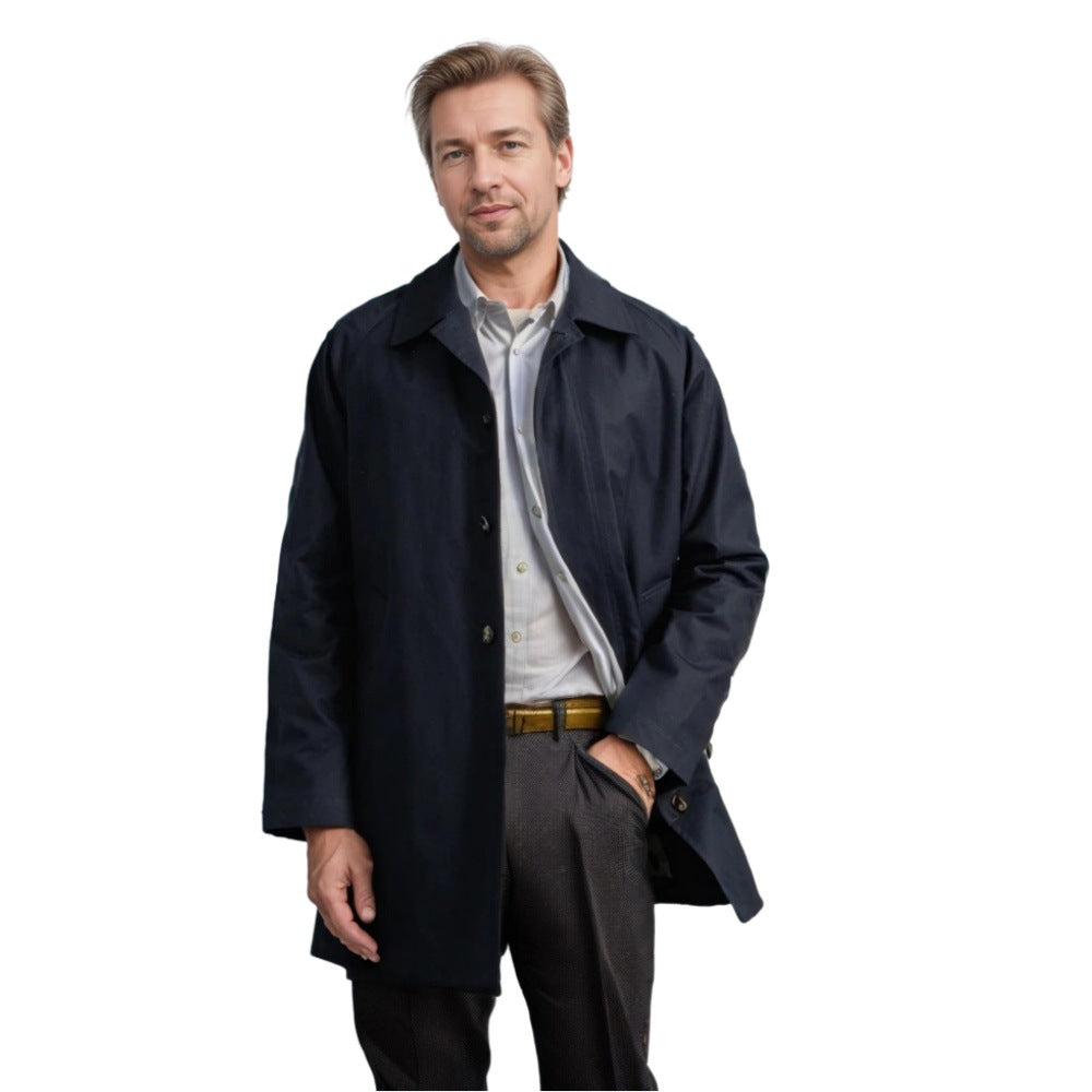 Long Sleeve Trench Coat Men's Lapel Slim-fit Single-breasted Casual Jacket