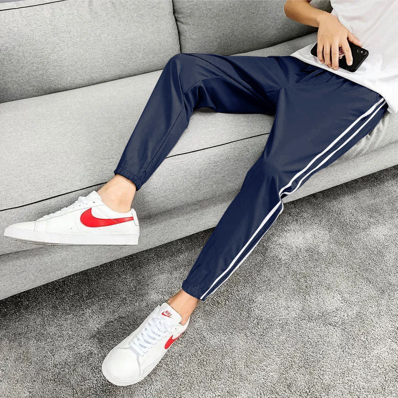 Loose Trendy Summer Ice Silk Casual Pants Men