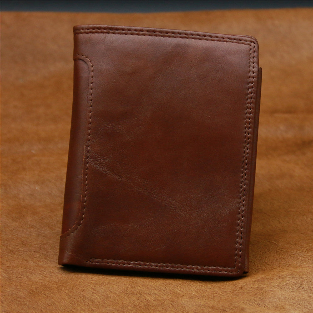 Men's Genuine Leather Retro Vertical Wallet