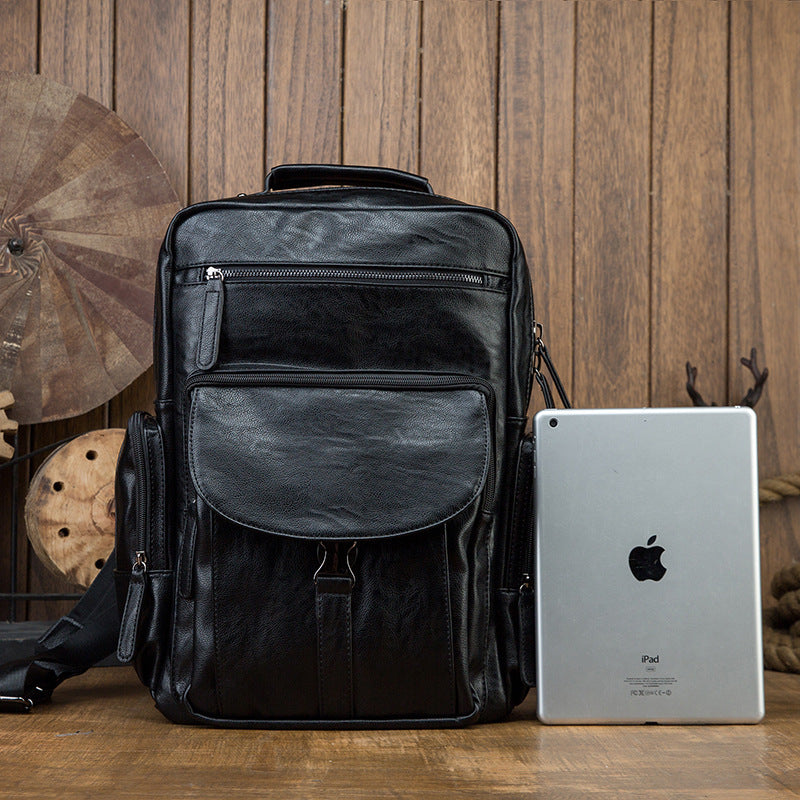 Casual Cowhide Large Capacity Backpack Men's Dermal Leather Men's Backpack Schoolbag Fashion