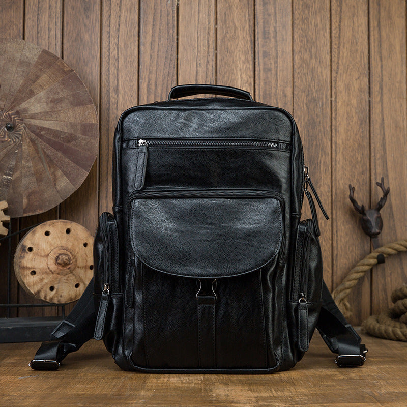 Casual Cowhide Large Capacity Backpack Men's Dermal Leather Men's Backpack Schoolbag Fashion